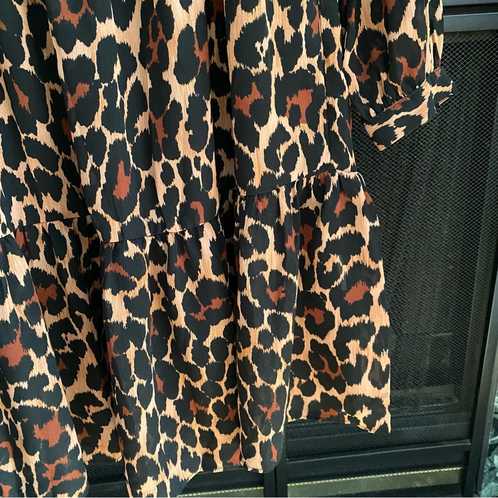 J. Crew Tie-Neck Dress in Leopard Crinkle Chiffon, size XXS, NWT - Picture 6 of 16